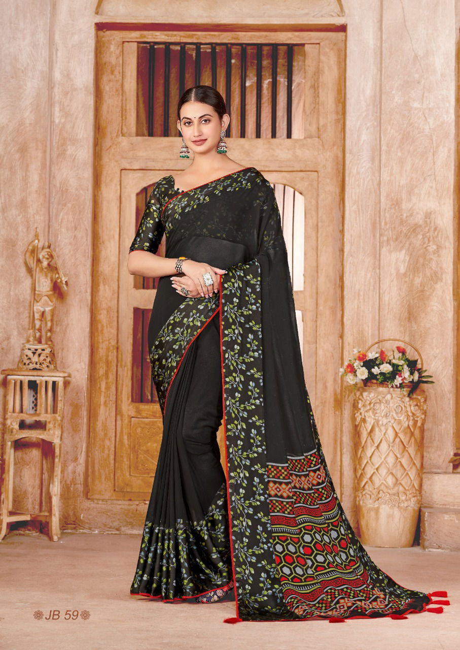 Stavan Jeevika Black 6 Exclusive Designer Wear Georgette Sarees Catalog
